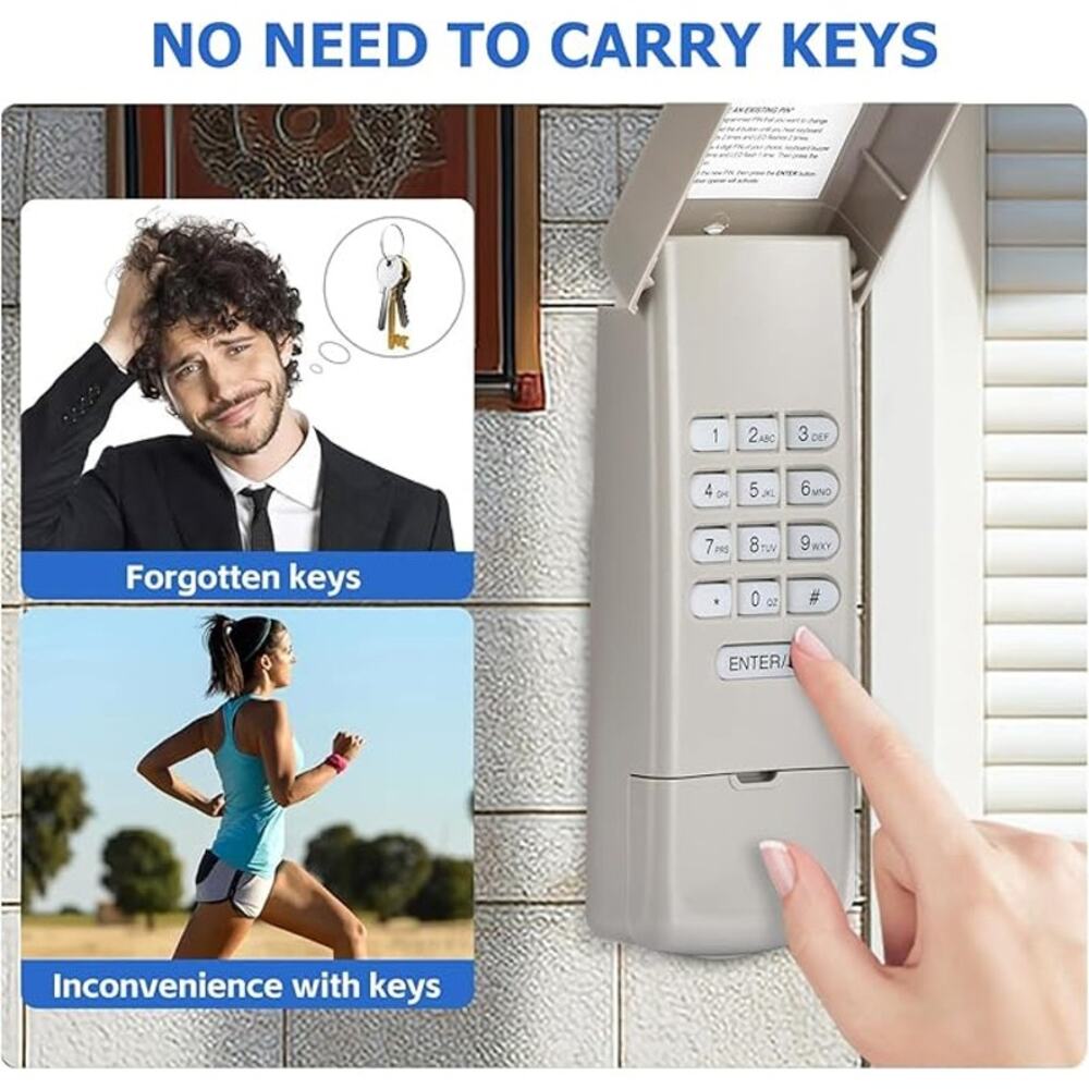 Universal Garage Door Opener (Works w/ Major Brands) Wireless Illuminated Keypad